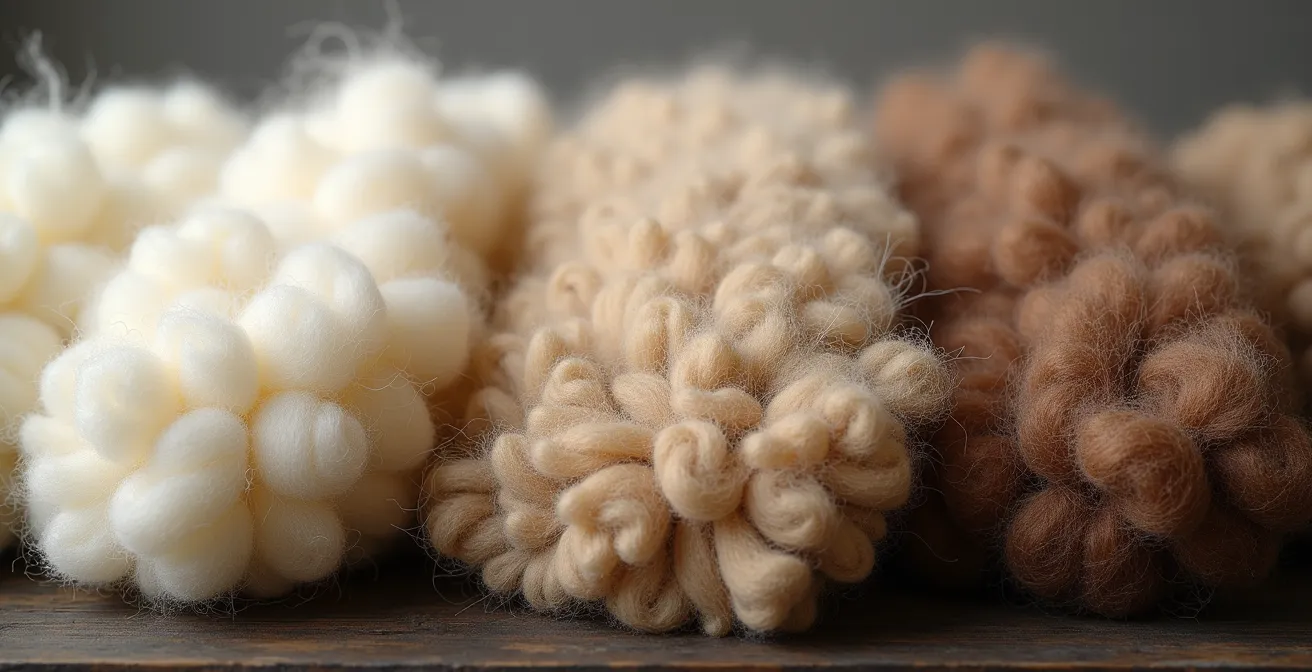 Vue détaillée de fibres de laine sous différents angles