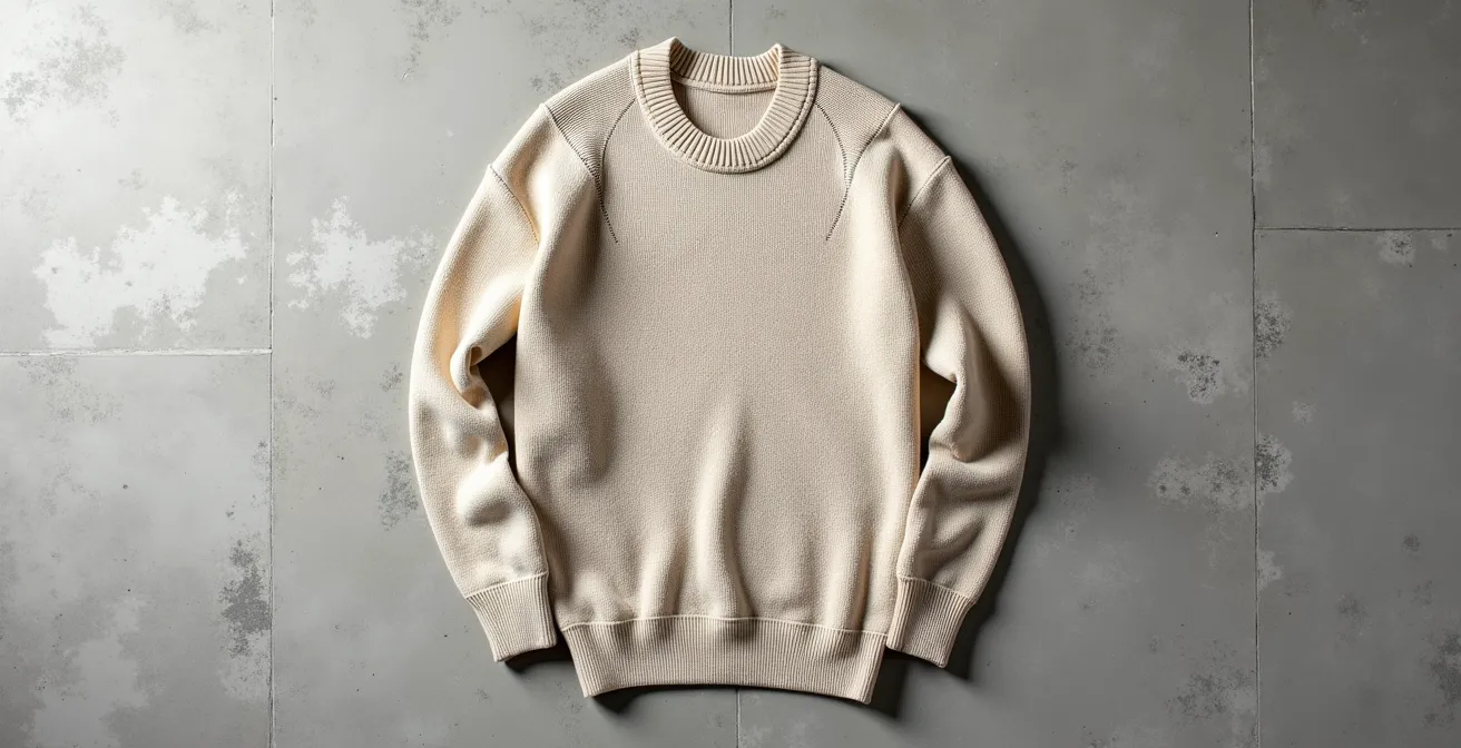 Détail des finitions d'un pull haut de gamme